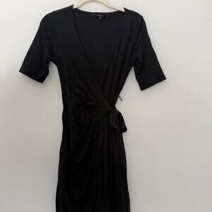 QUINCE XS Black Wrap Dress